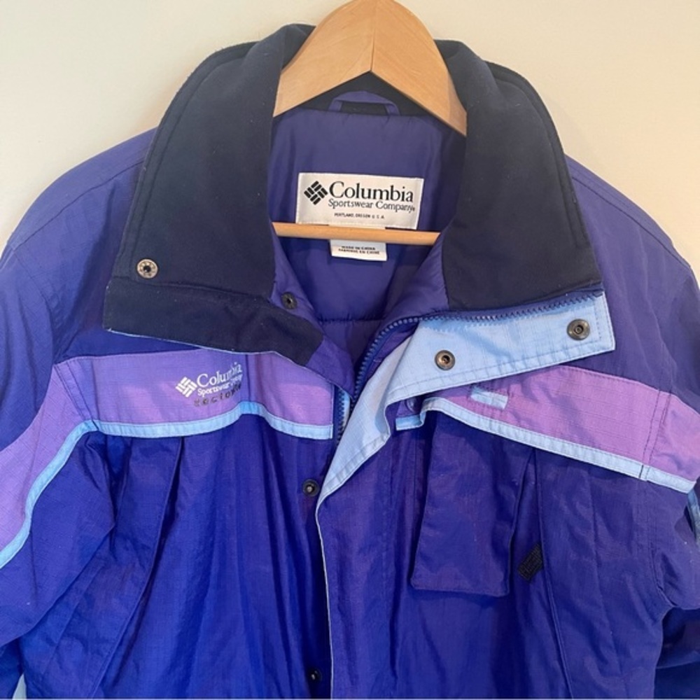 Columbia VTG 80s Ski Jacket Dopamine Dressing Purple & Blue, Women's Size XL - Picture 5 of 16